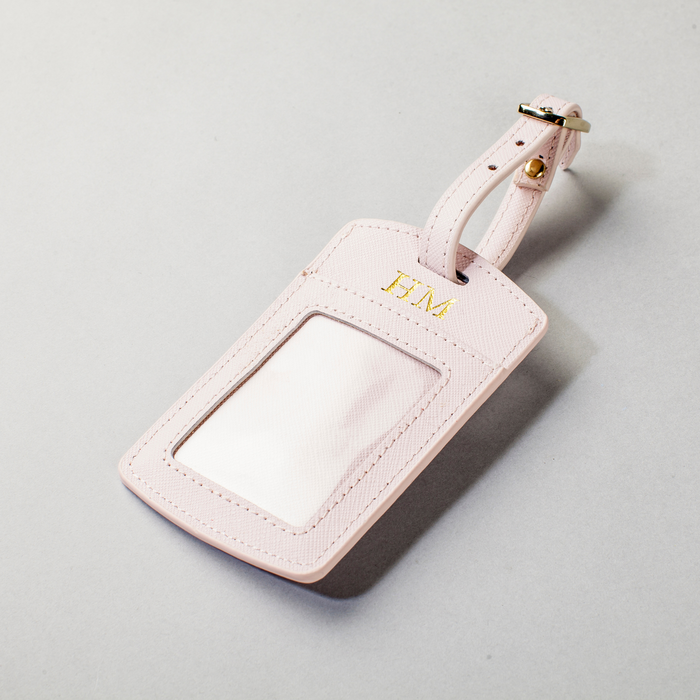 Personalised Luggage Tag | Pink Saffiano Leather