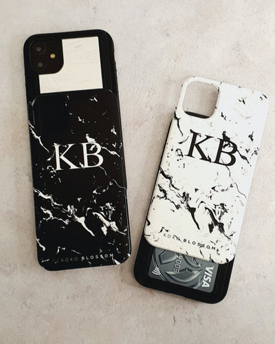 black and white marble phone case