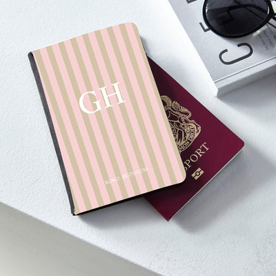 Personalised Passport Holder | Amalfi Stripe in Caramel