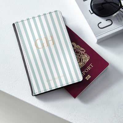 Personalised Passport Holder | Amalfi Stripe in Teal