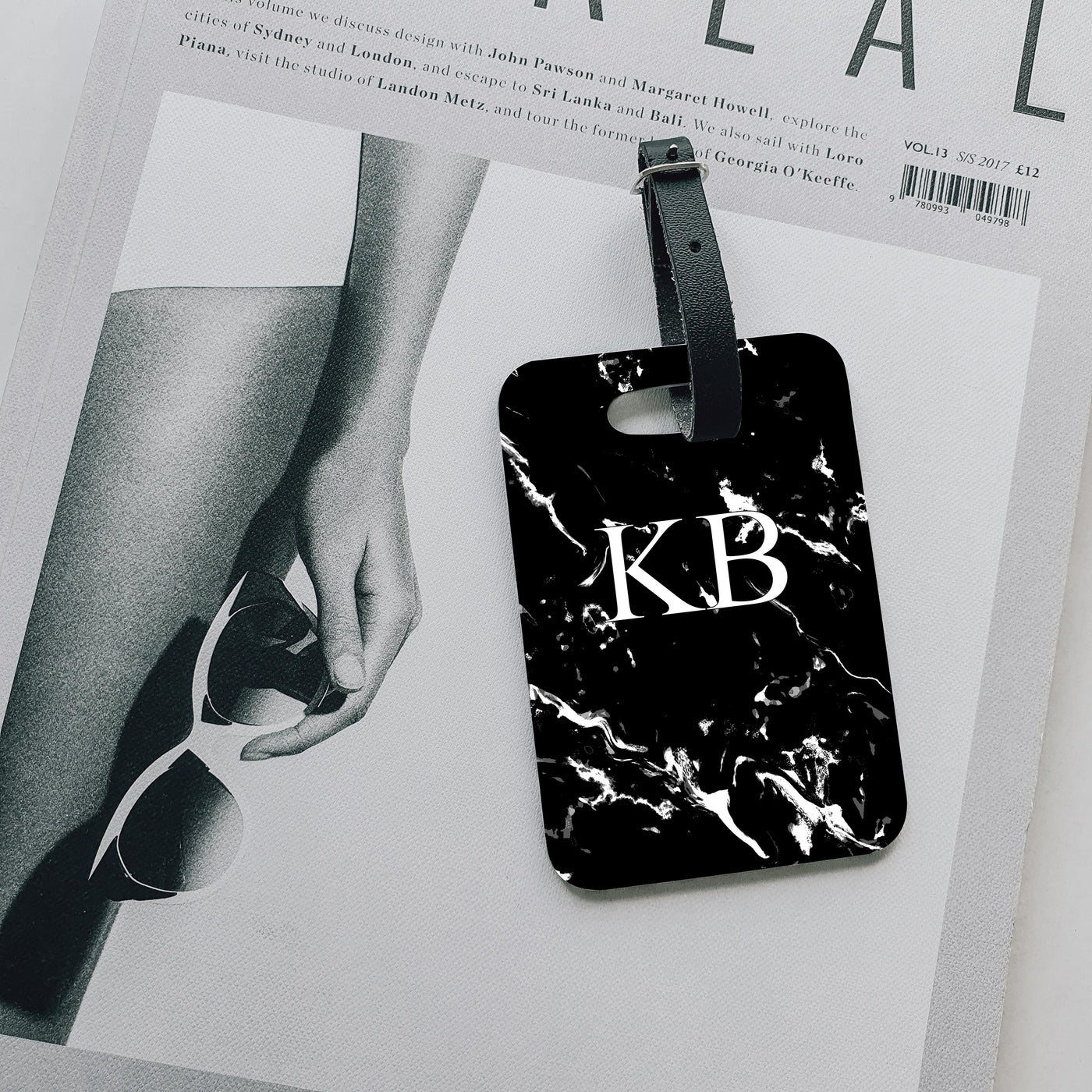 Personalised Luggage Tag | Black Marble