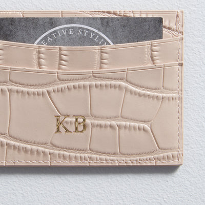 personalised blush pink leather card holder 