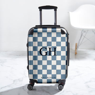 Personalised Suitcase | Checked in Blue