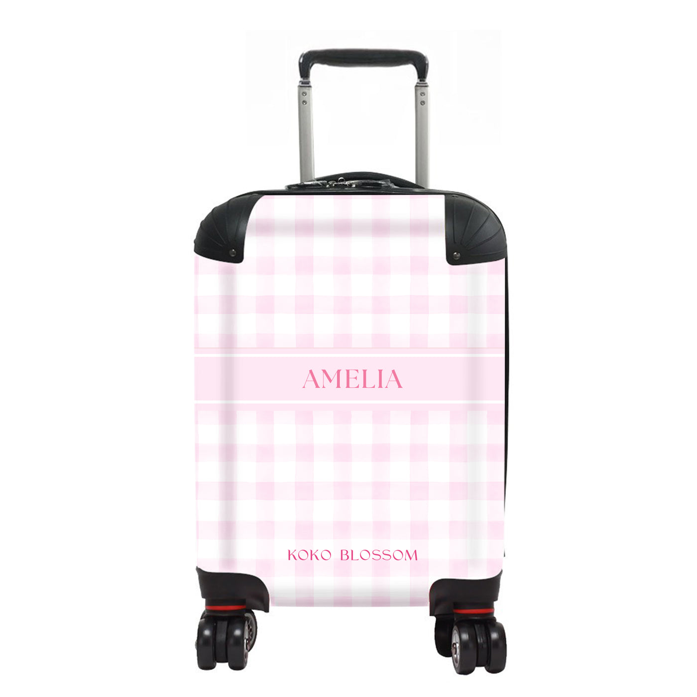 Kids Personalised Suitcase Pink Checked - Main Image