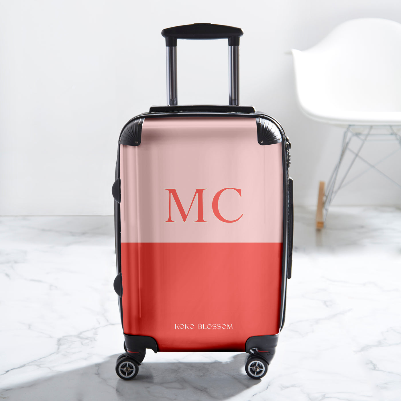 Personalised Suitcase | Colourblock in Blush + Watermelon