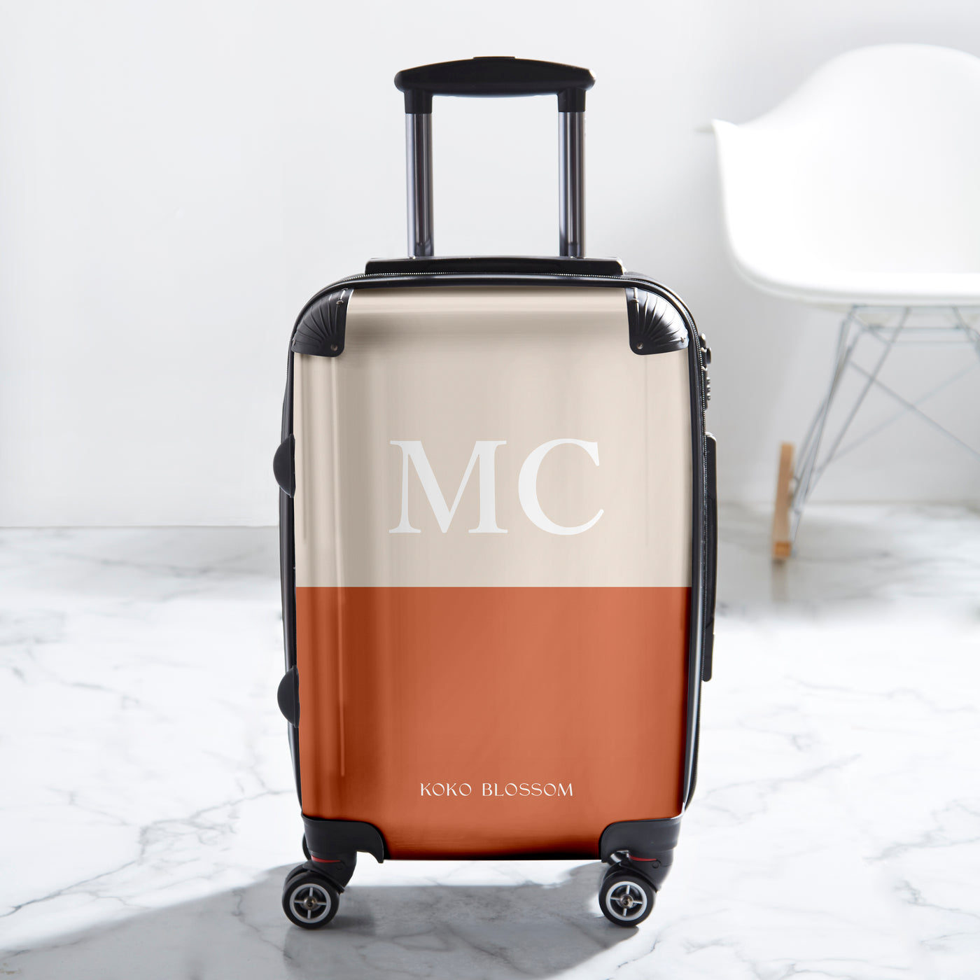 Personalised Suitcase | Colourblock in Vanilla + Caramel