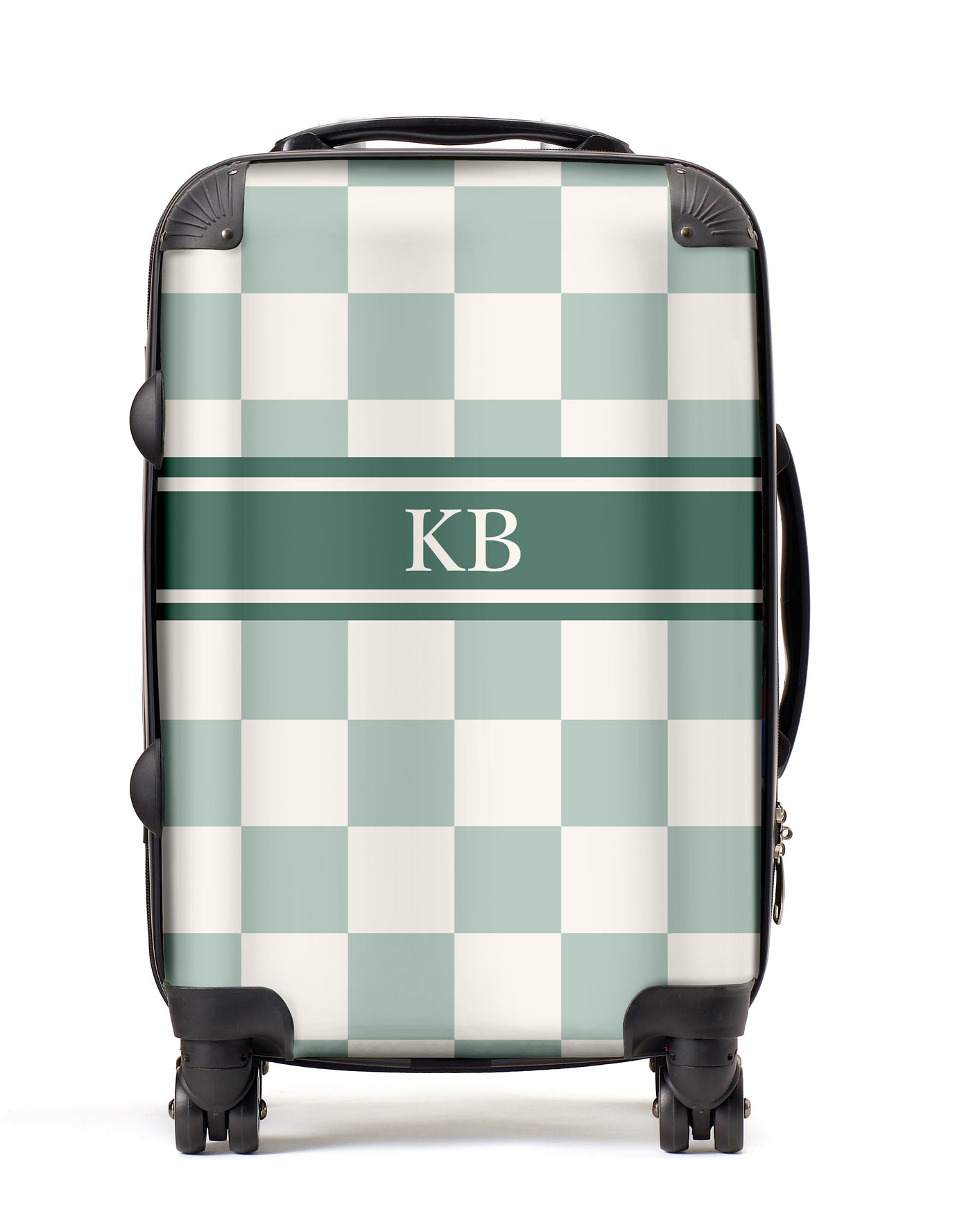 Personalised Suitcase | Green Checkerboard