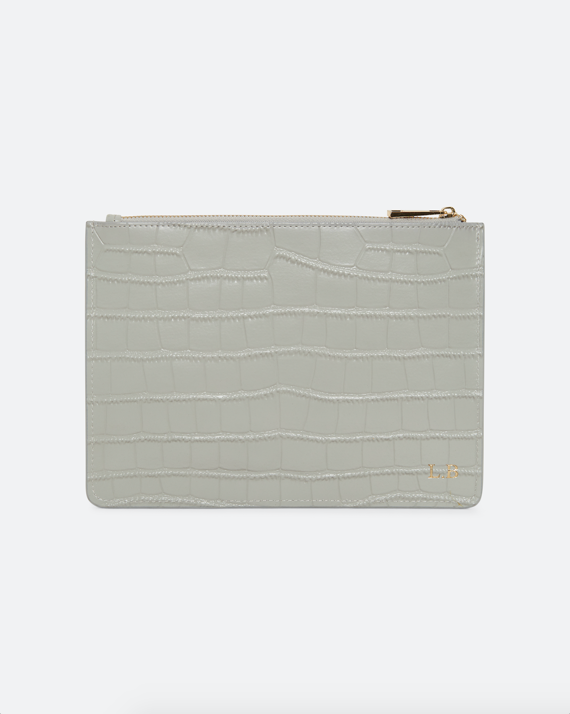 Personalised Mock Leather Clutch Bag in Grey