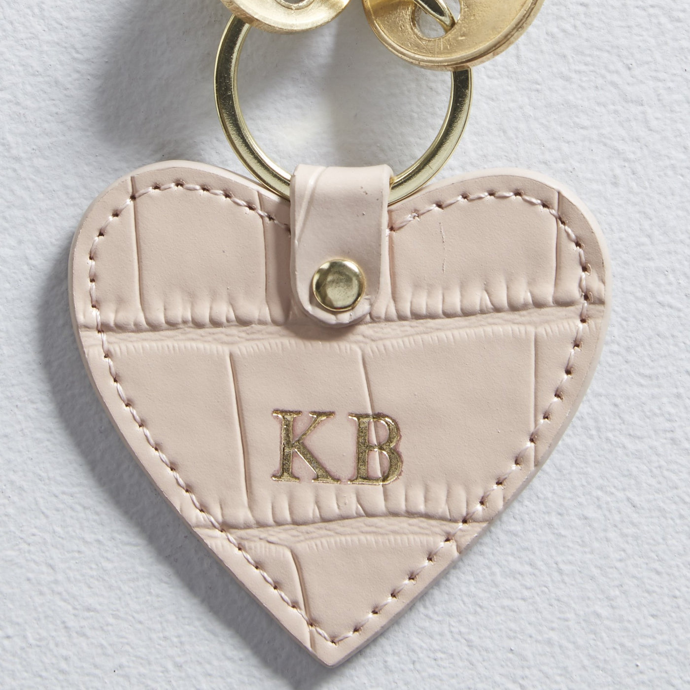 Leather Heart Keyring in blush