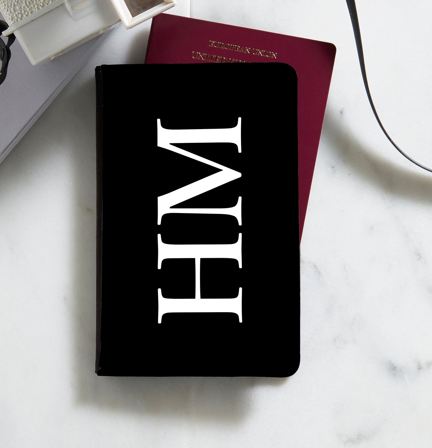 Personalised Passport Holder | Monogram in Black