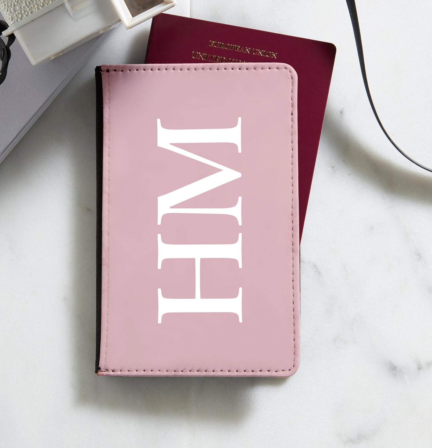 Personalised Passport Holder | Monogram in Blush