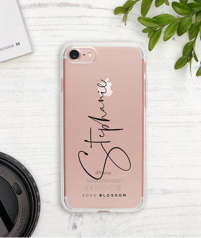 black Signature clear Phone Case personalised