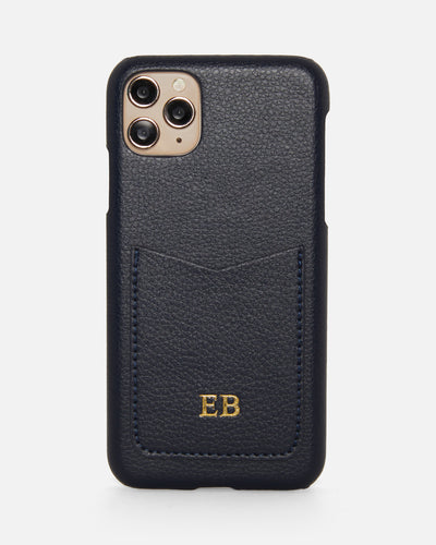 Black Croc Leather Phone Case Embossed Personalised for iPhone -   Singapore