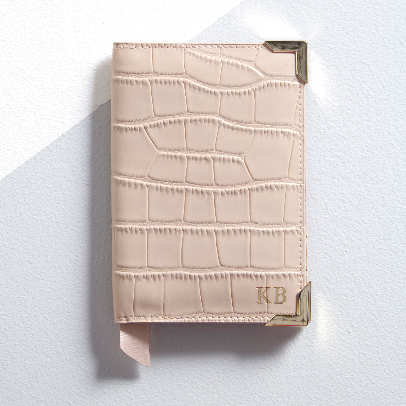 Personalised Leather Mock Croc Passport Cover - Blush