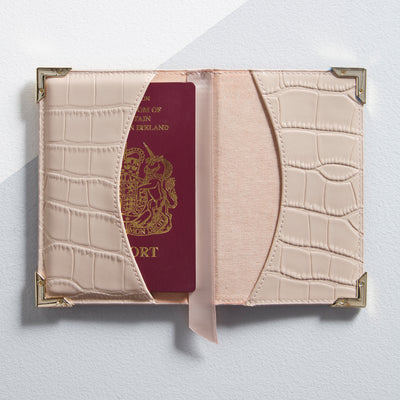 inside of the blush pink leather passport holder