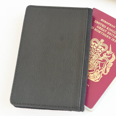 children's personalised passport holder with navy airplane design back
