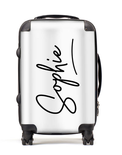 Personalised Suitcase | Signature in White