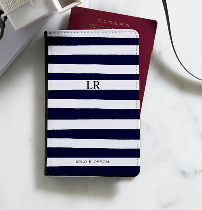 Personalised Passport Holder | Sorrento Stripe in Midnight