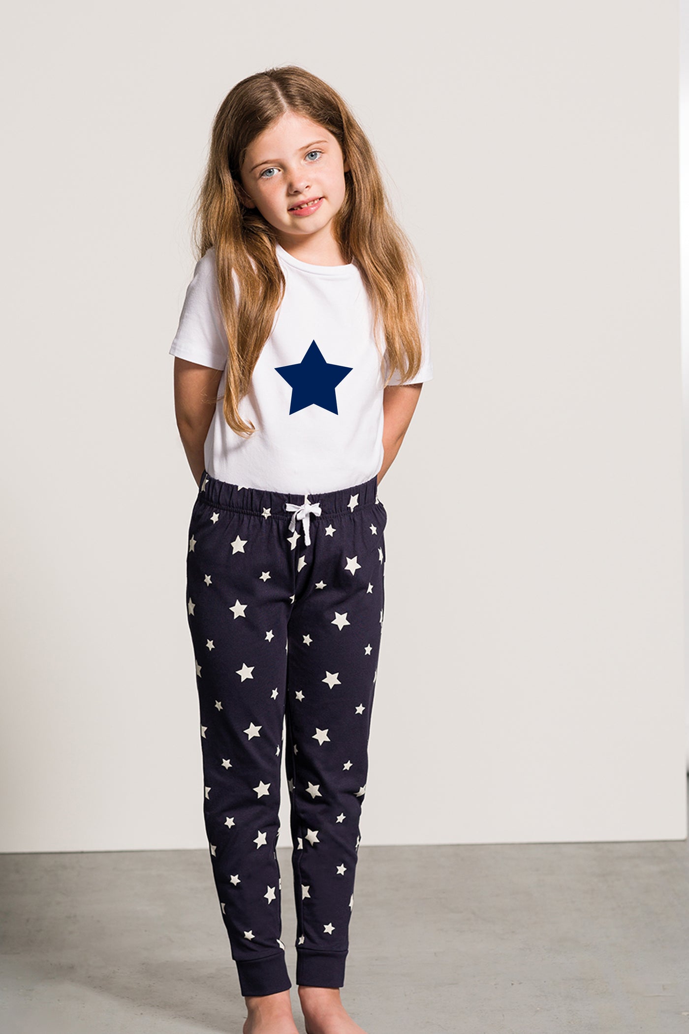 children's personalised navy star pyjamas