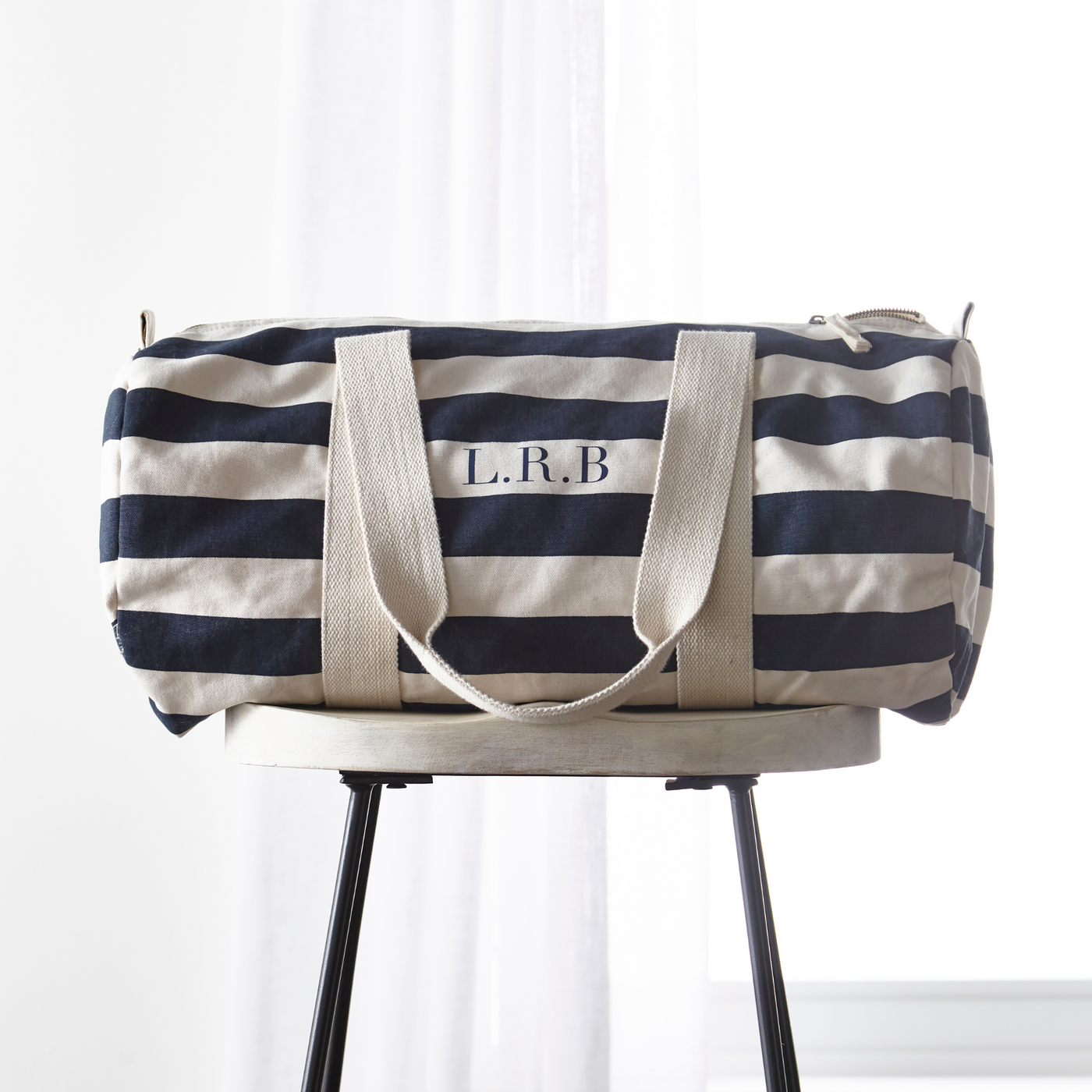 Personalised Striped Holdall | Navy