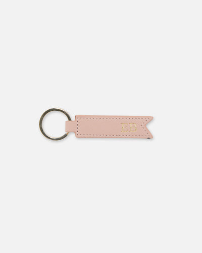 nude ribbon keyring with gold initials
