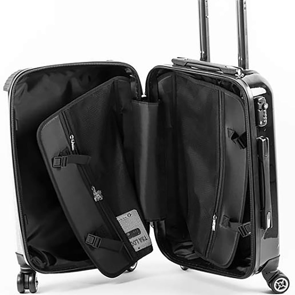 Personalised Suitcase | White Marble with Black Monogram
