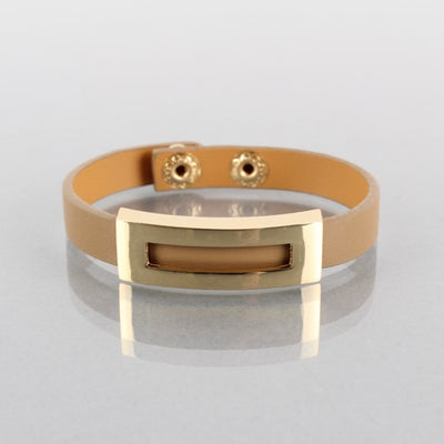 Camel leather bracelet with gold detailing