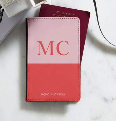 Personalised Passport Holder | Colourblock in Blush + Watermelon